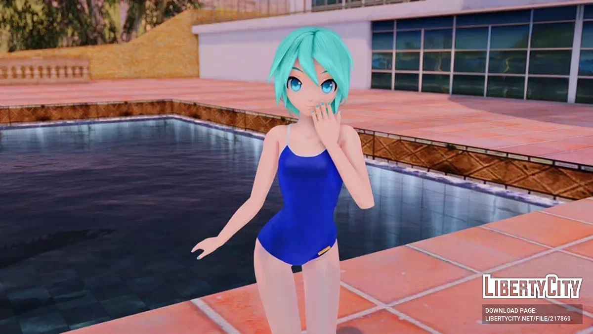 PDFT Hatsune Miku Racing Swimsuit + Animated Face / GTA San Andreas