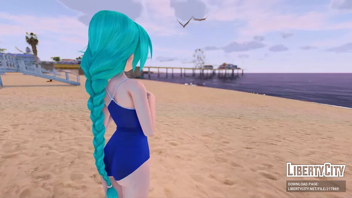 PDFT Hatsune Miku Racing Swimsuit + Animated Face / GTA San Andreas