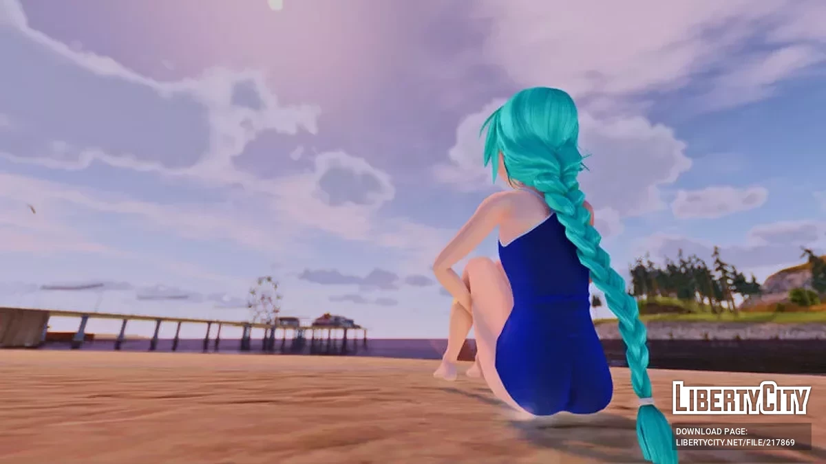 PDFT Hatsune Miku Racing Swimsuit + Animated Face / GTA San Andreas