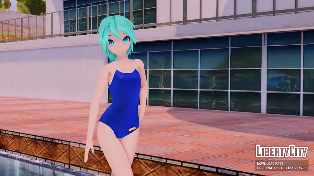 PDFT Hatsune Miku Racing Swimsuit + Animated Face / GTA San Andreas