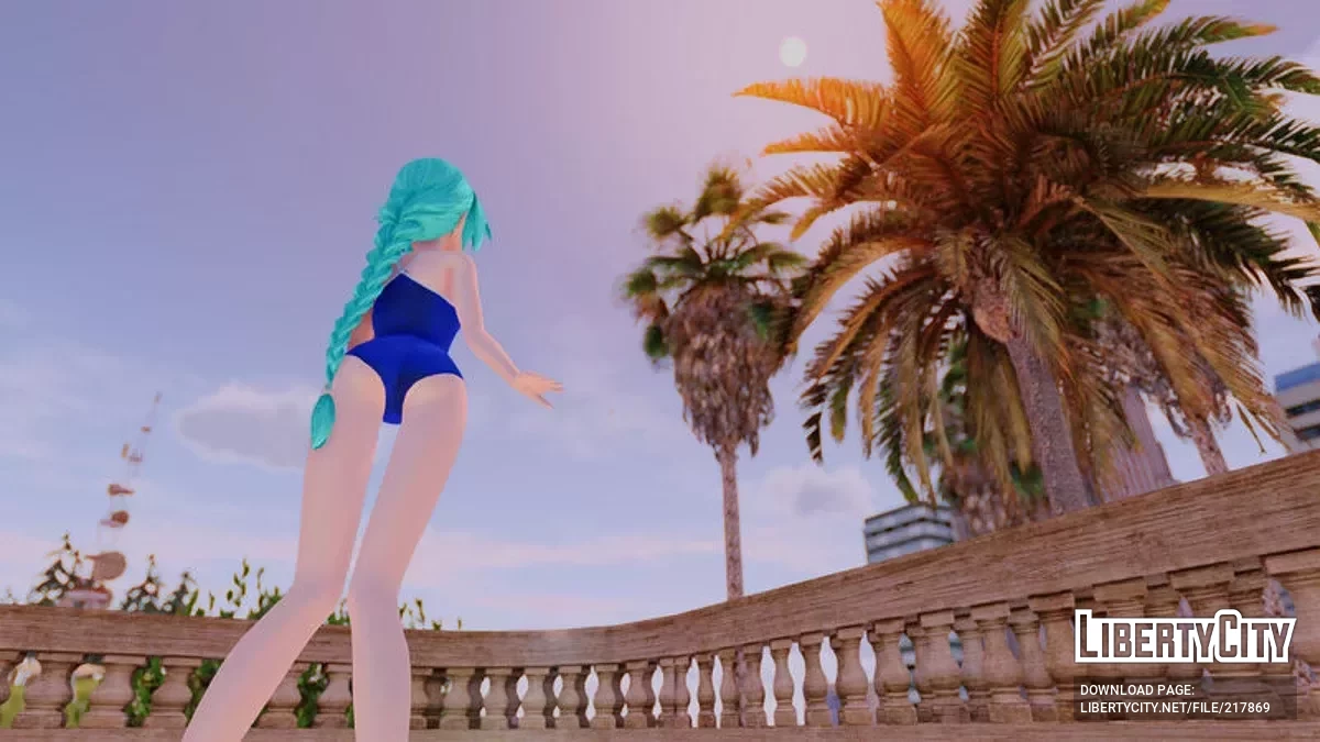 PDFT Hatsune Miku Racing Swimsuit + Animated Face / GTA San Andreas