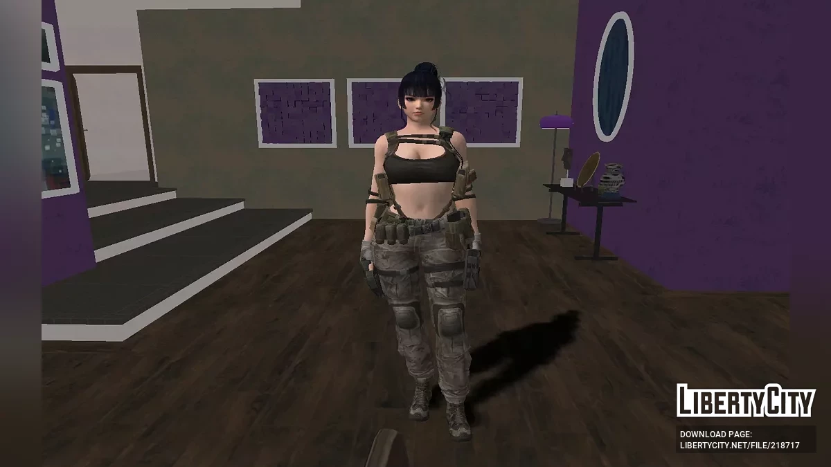 Ниотэнгу из DOA в камуфляже с оружием / GTA San Andreas