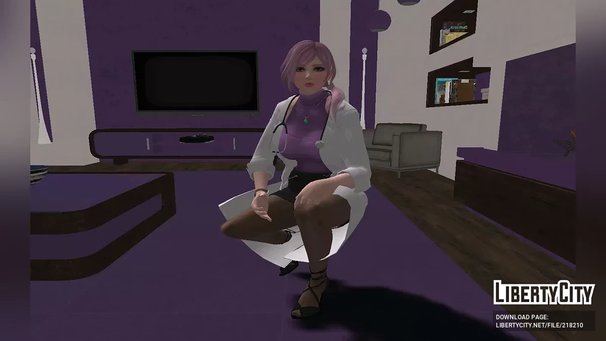 Элиза из DOAXVV в костюме медсестры Venus Wellness / GTA San Andreas