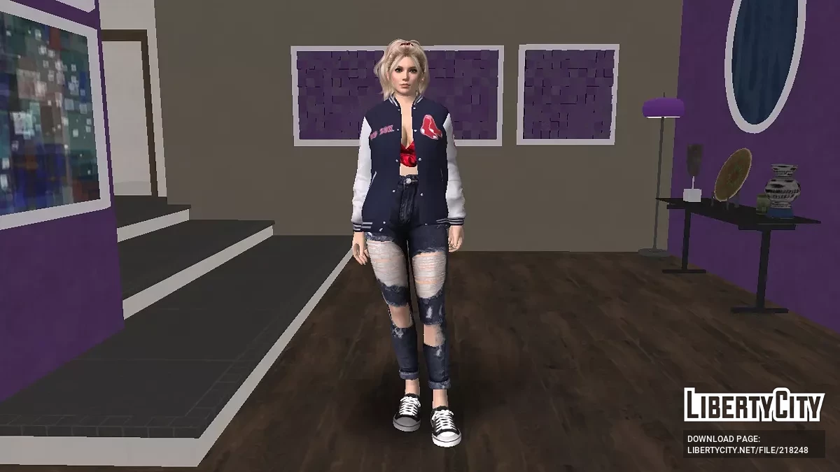 Елена Дуглас в куртке и университетской форме / GTA San Andreas
