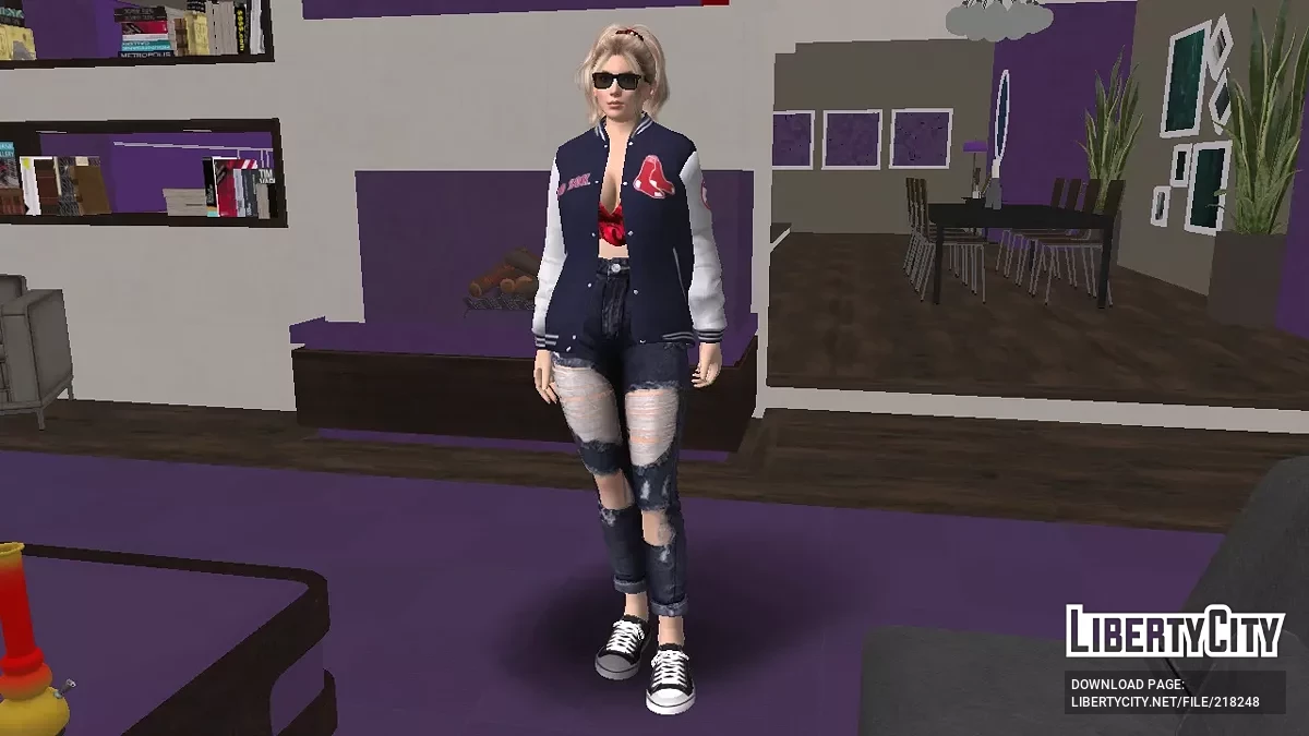 Елена Дуглас в куртке и университетской форме / GTA San Andreas