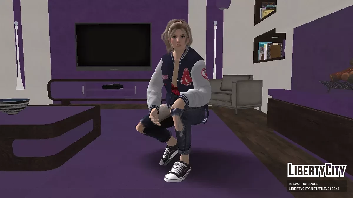 Елена Дуглас в куртке и университетской форме / GTA San Andreas