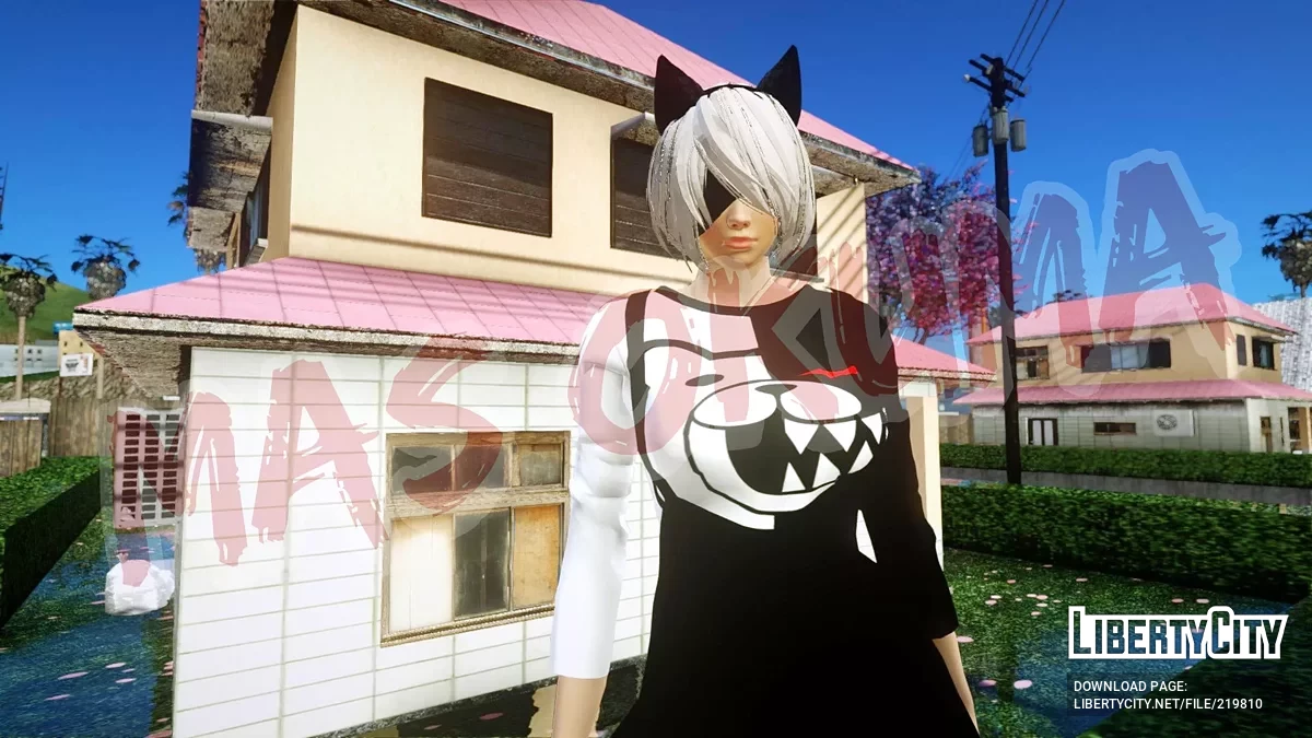 2B из Nier в наряде Casual Monokuma / GTA San Andreas
