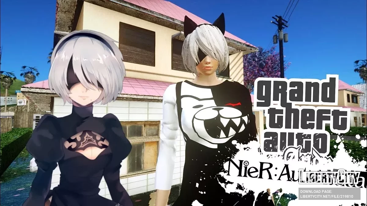 2B из Nier в наряде Casual Monokuma / GTA San Andreas