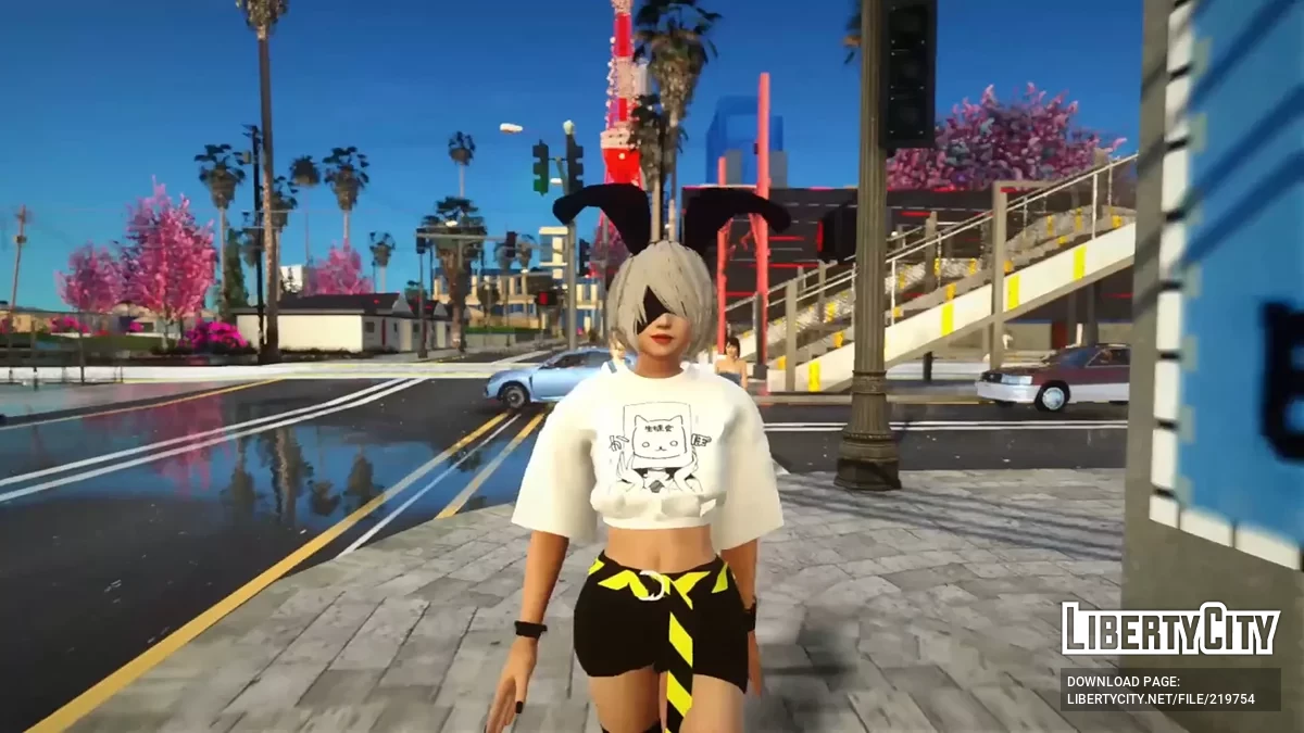 2B из NieR: Automata в повседневном виде / GTA San Andreas