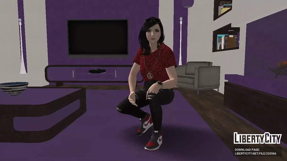 Тифа Локхарт из FVII в рваных джинсах Obey / GTA San Andreas