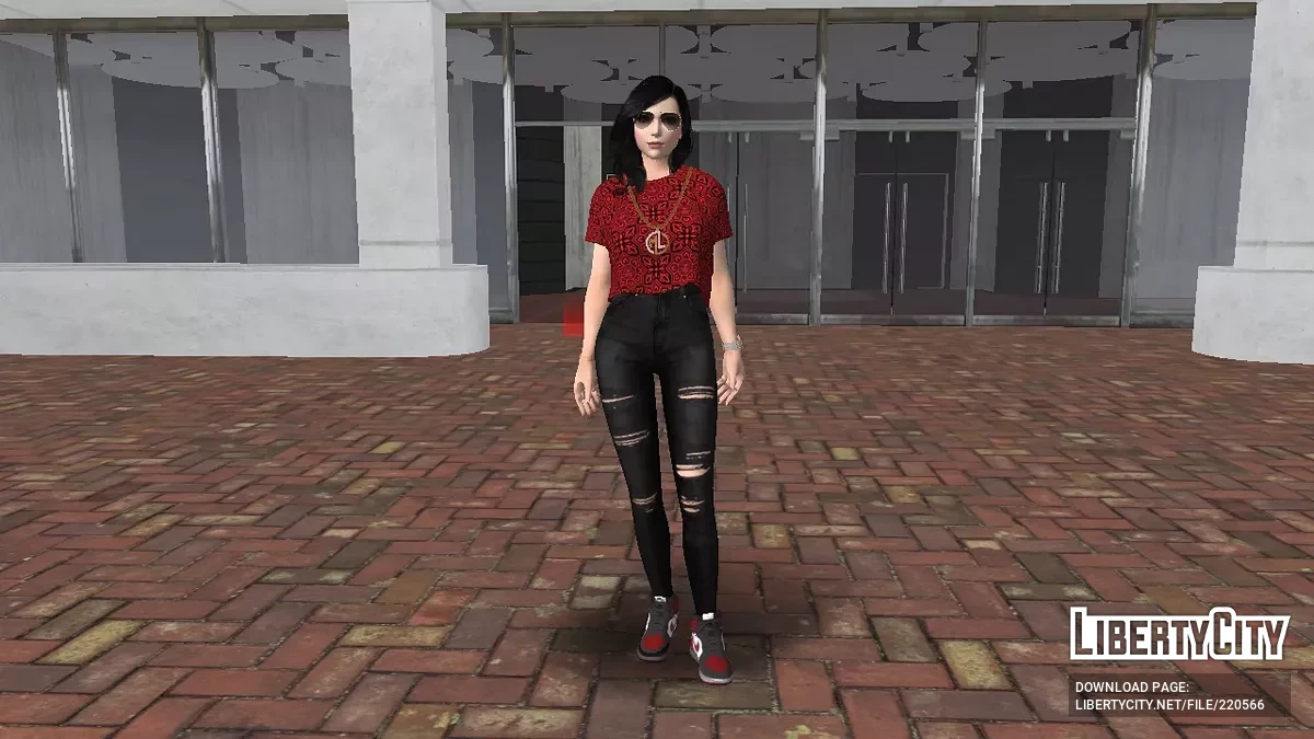 Тифа Локхарт из FVII в рваных джинсах Obey / GTA San Andreas