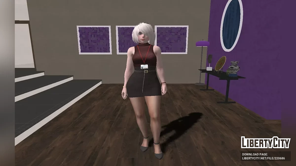 YoRHa No.2 Type B из NieR Re[in]carnation в офисном костюме / GTA San Andreas