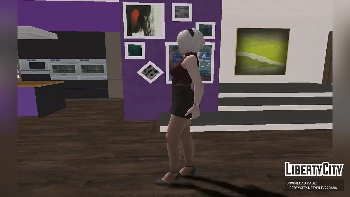 YoRHa No.2 Type B из NieR Re[in]carnation в офисном костюме / GTA San Andreas