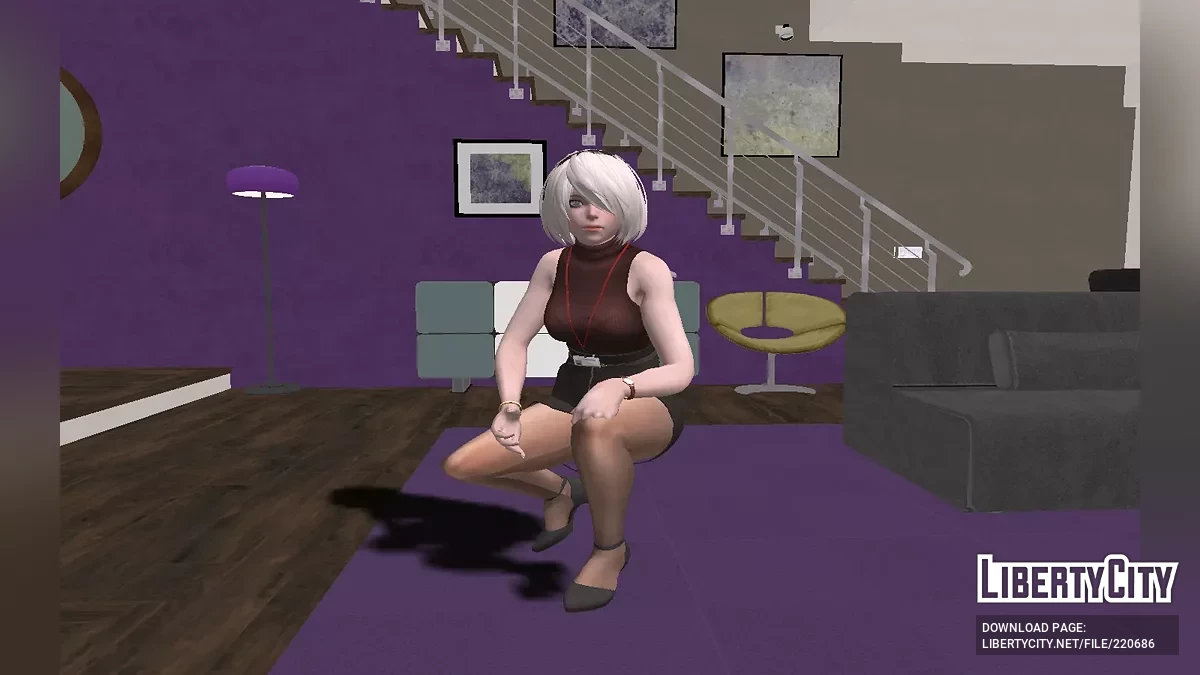 YoRHa No.2 Type B из NieR Re[in]carnation в офисном костюме / GTA San Andreas