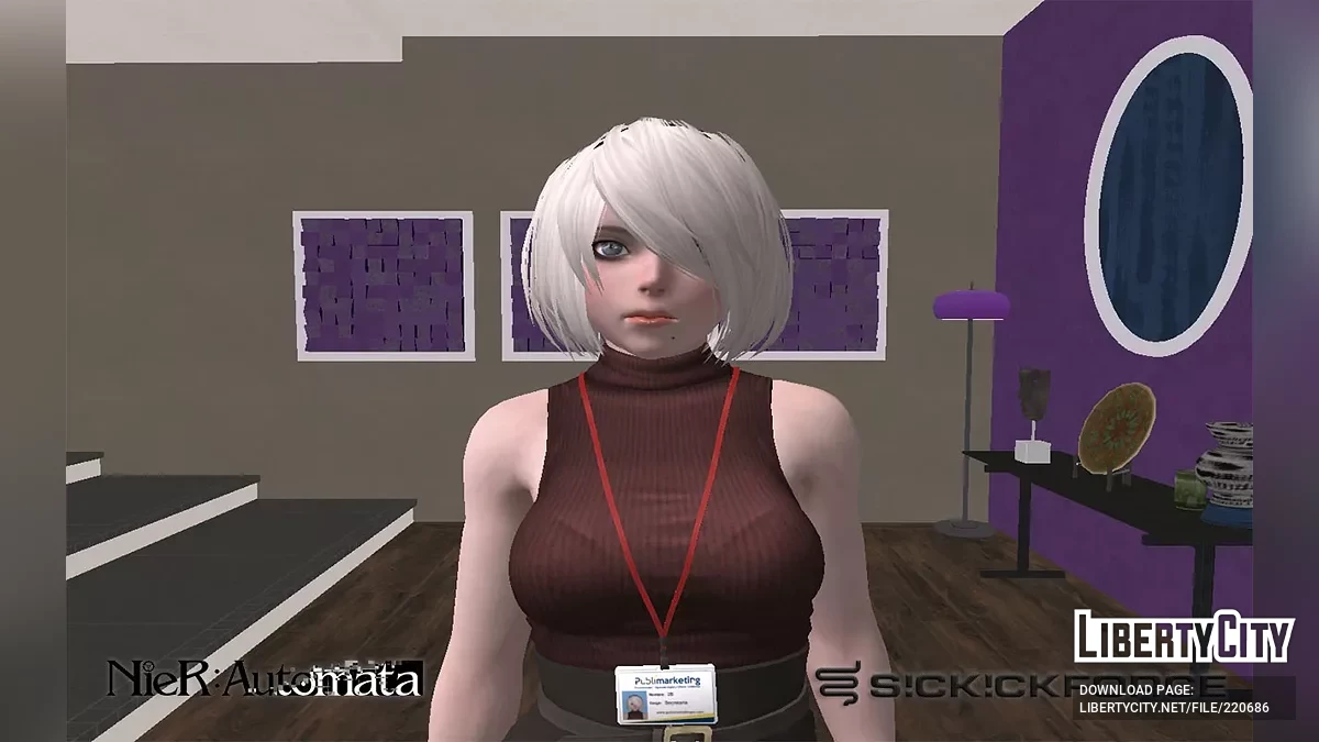 YoRHa No.2 Type B из NieR Re[in]carnation в офисном костюме / GTA San Andreas