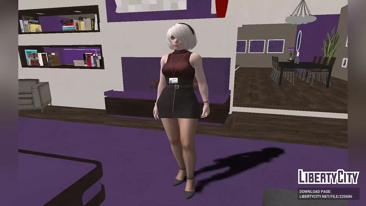 YoRHa No.2 Type B из NieR Re[in]carnation в офисном костюме / GTA San Andreas