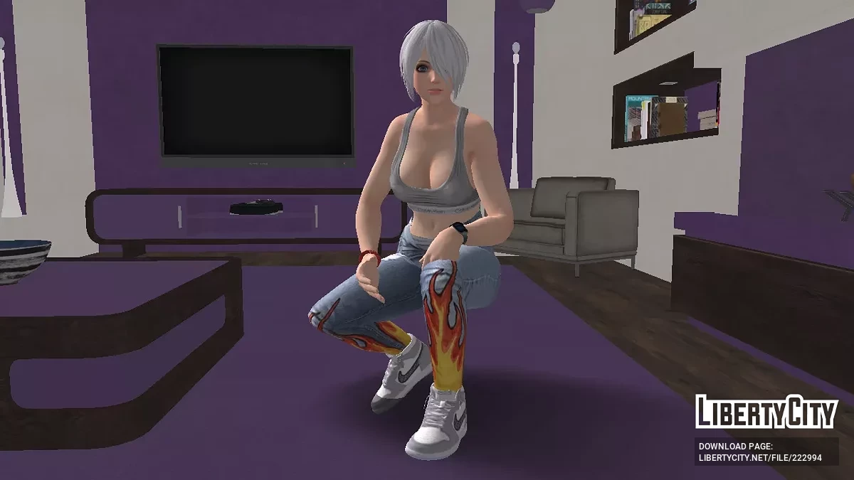 Анжела из KOF XIV в Пламенных Джинсах / GTA San Andreas