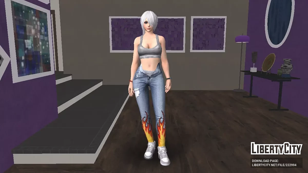 Анжела из KOF XIV в Пламенных Джинсах / GTA San Andreas