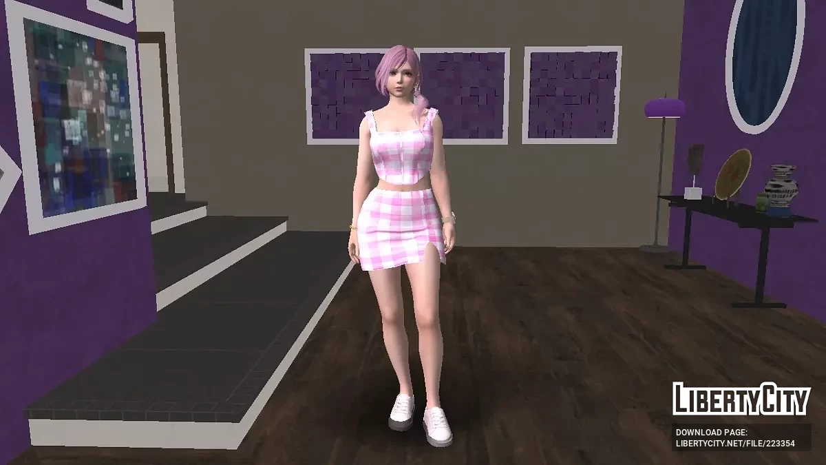 Элиза из DOAXVV - Розовое клетчатое платье / GTA San Andreas