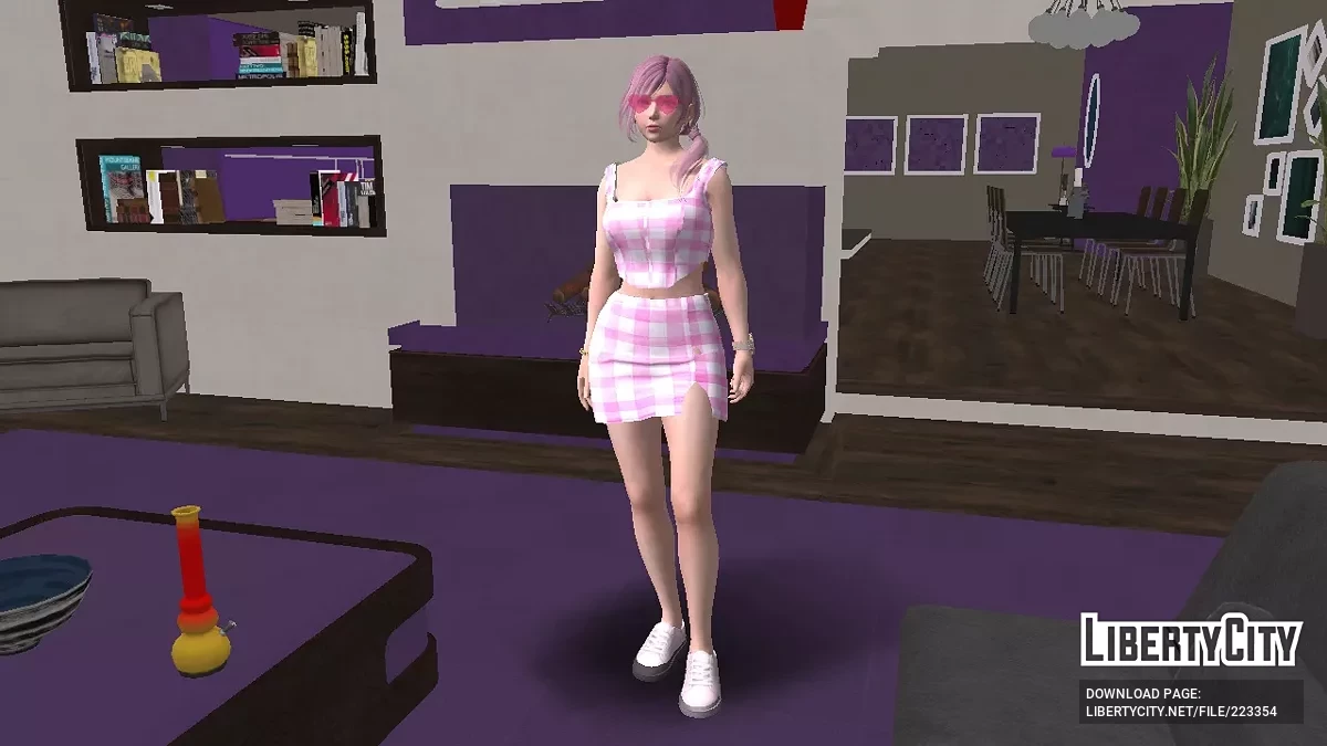 Элиза из DOAXVV - Розовое клетчатое платье / GTA San Andreas