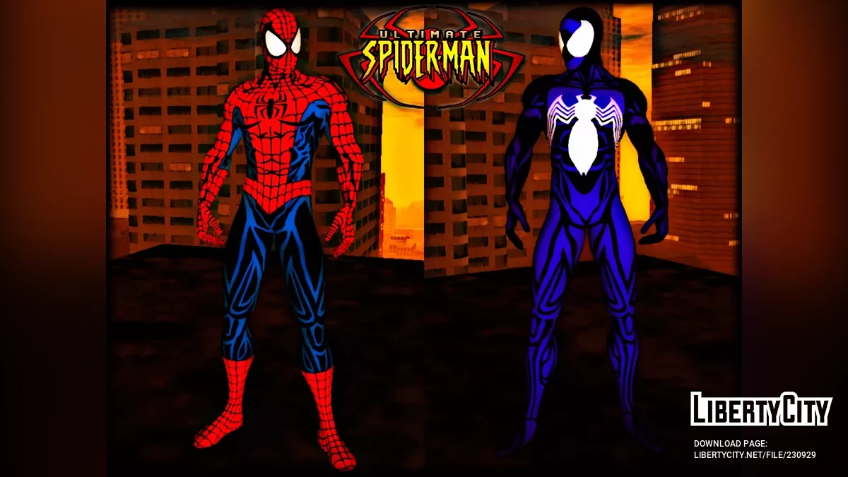 Красный и фиолетовый Человек-Паук (+ Сел-шейдинг) / GTA San Andreas