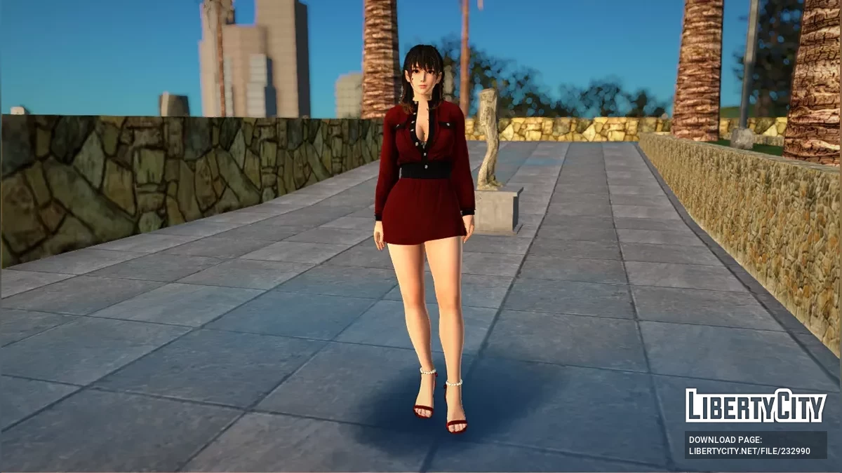 Новый скин Нанами в вечернем красном платье / GTA San Andreas