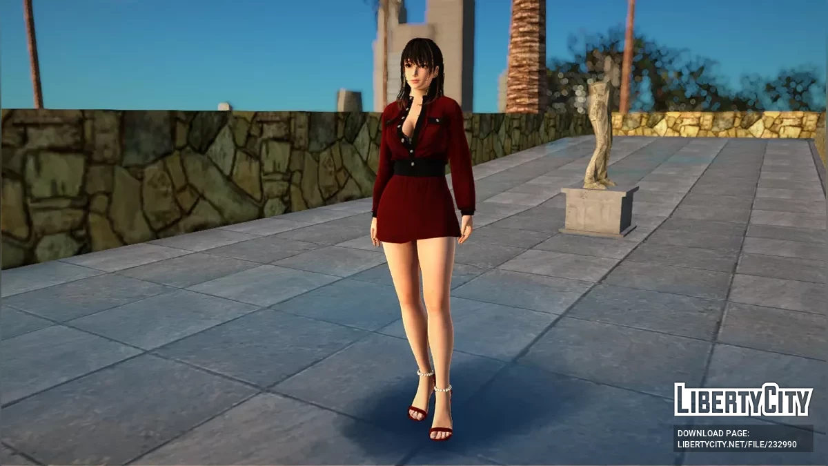 Новый скин Нанами в вечернем красном платье / GTA San Andreas