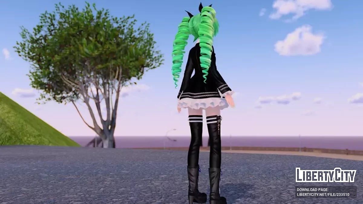 Хацунэ Мику из проекта PDFT в стиле «тёмного ангела» / GTA San Andreas