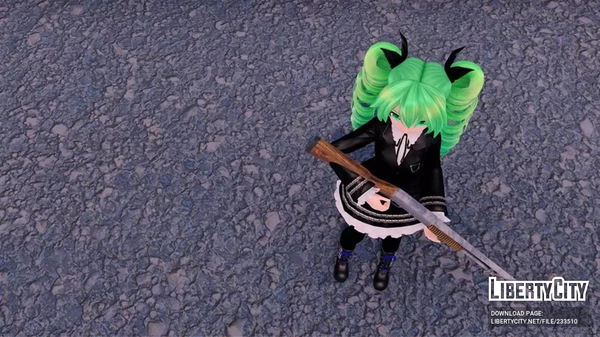 Хацунэ Мику из проекта PDFT в стиле «тёмного ангела» / GTA San Andreas