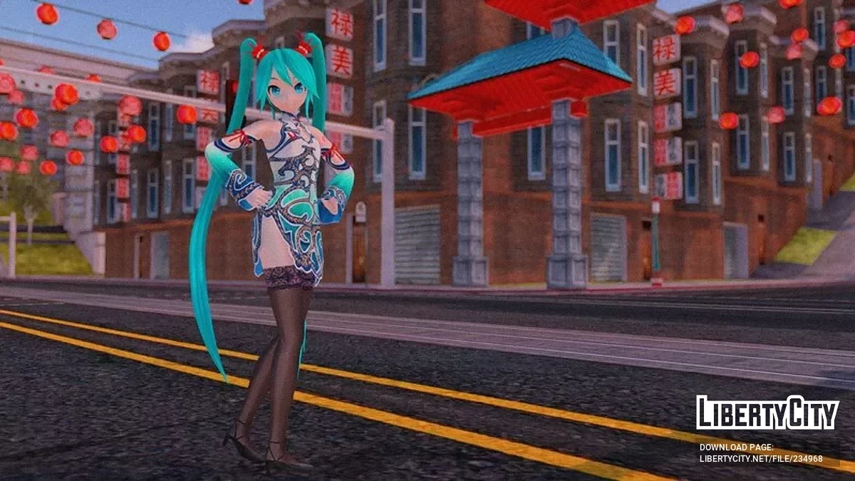 Изумрудная Хацуне Мику из PDFT / GTA San Andreas