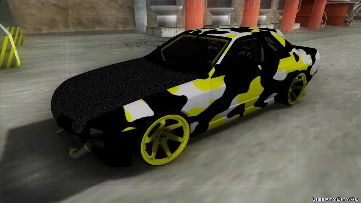 Nissan Skyline R32 Drift желтый камуфляж / GTA San Andreas