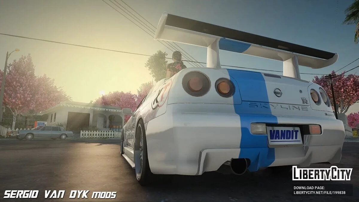 Nissan Skyline GTR R34 + Кокоро из Dead Or Alive в платье / GTA San Andreas