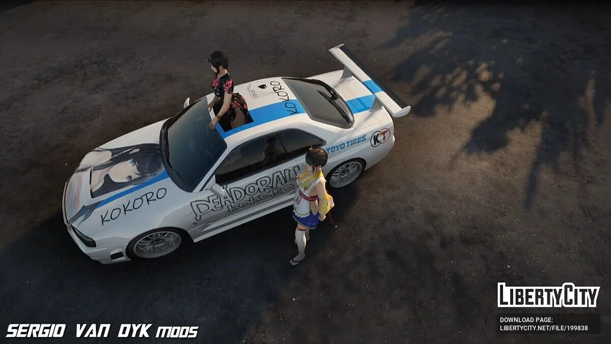 Nissan Skyline GTR R34 + Кокоро из Dead Or Alive в платье / GTA San Andreas