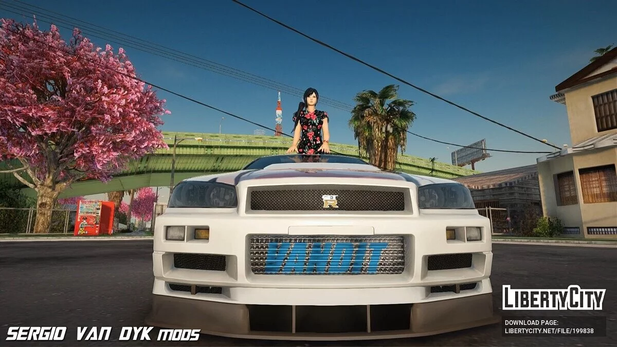 Nissan Skyline GTR R34 + Кокоро из Dead Or Alive в платье / GTA San Andreas