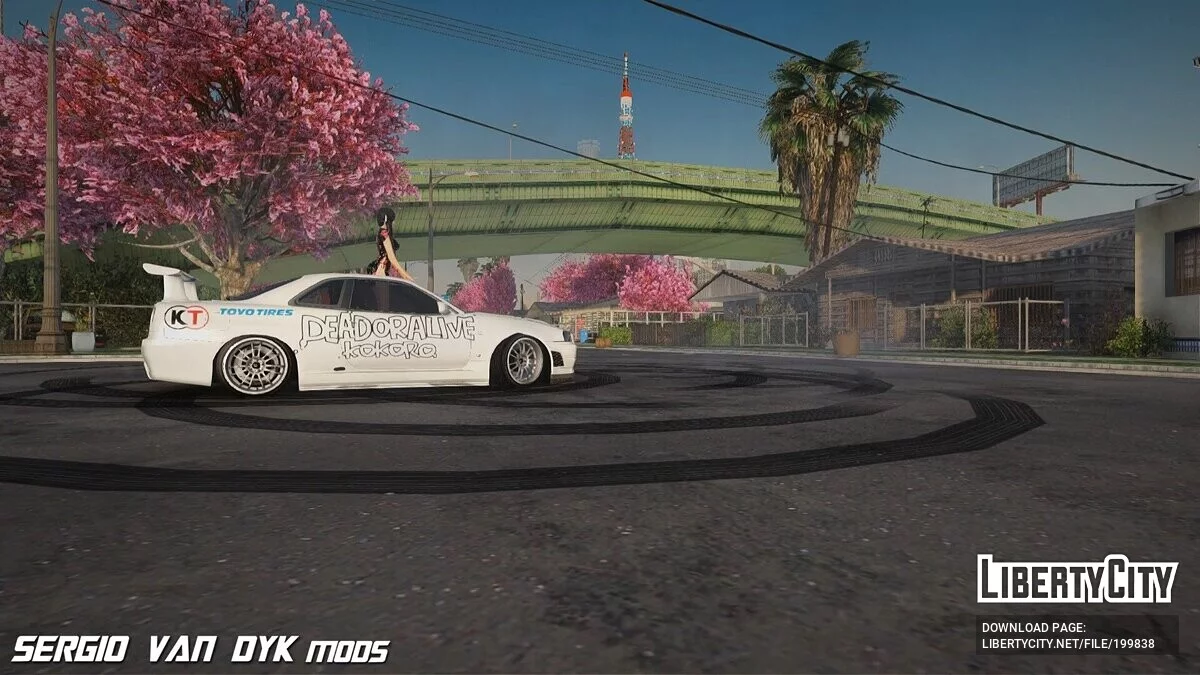 Nissan Skyline GTR R34 + Кокоро из Dead Or Alive в платье / GTA San Andreas