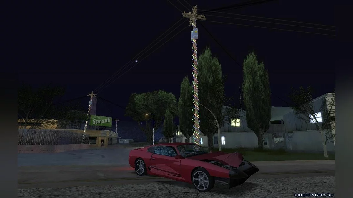 Праздничная  иллюминация на столбах  / GTA San Andreas