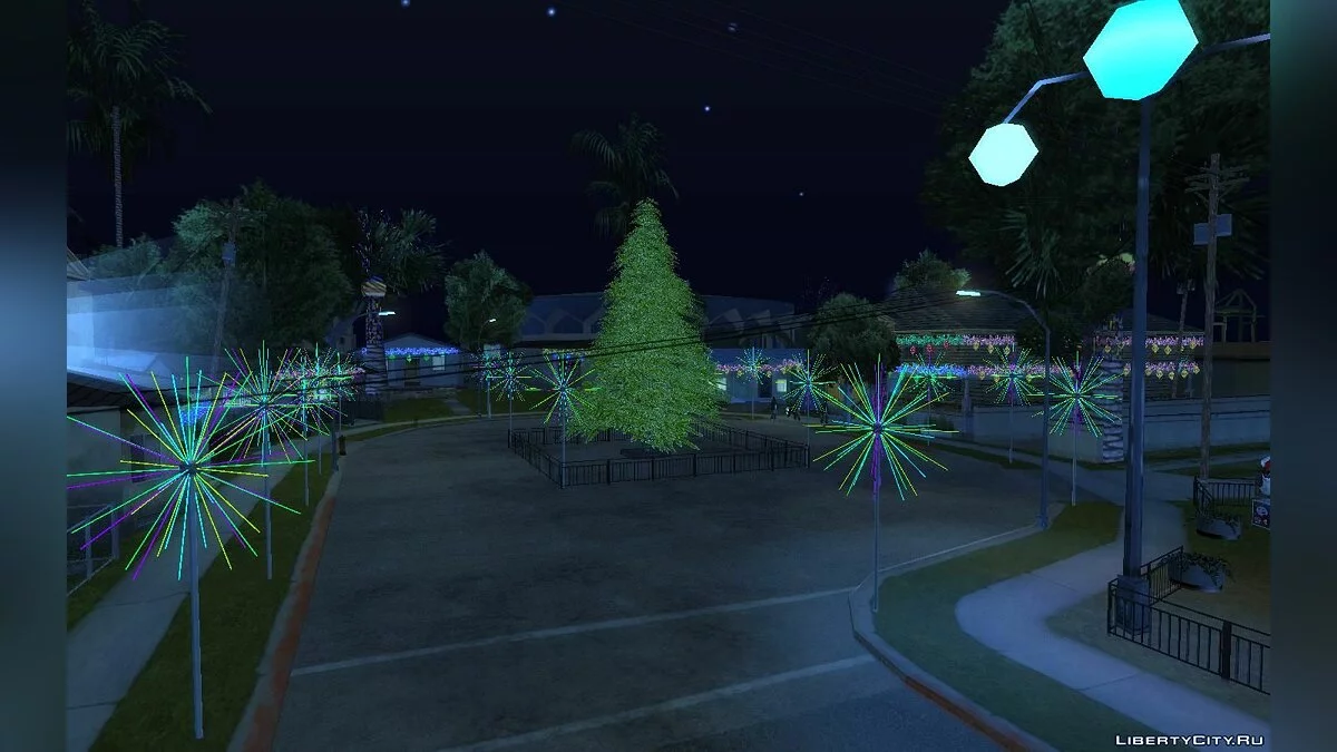 Рождественские иллюминации на Grove Steet / GTA San Andreas