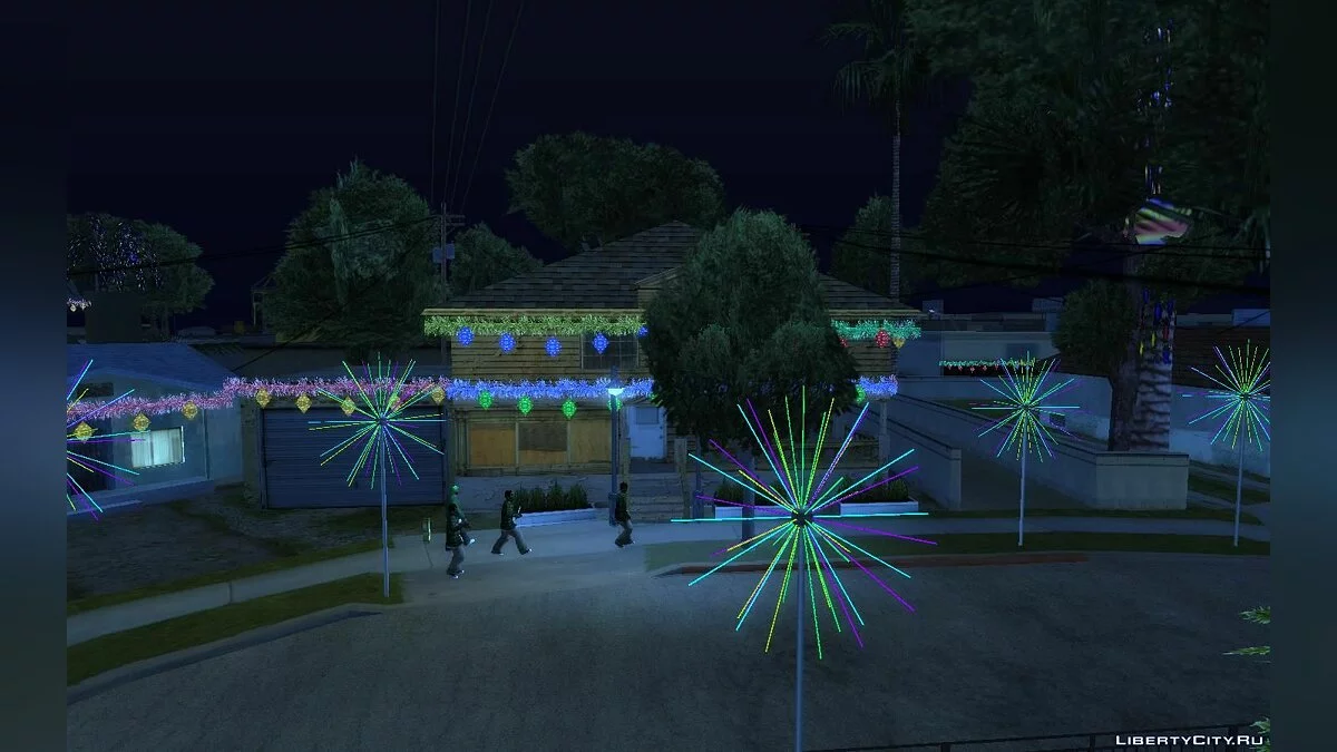 Рождественские иллюминации на Grove Steet / GTA San Andreas