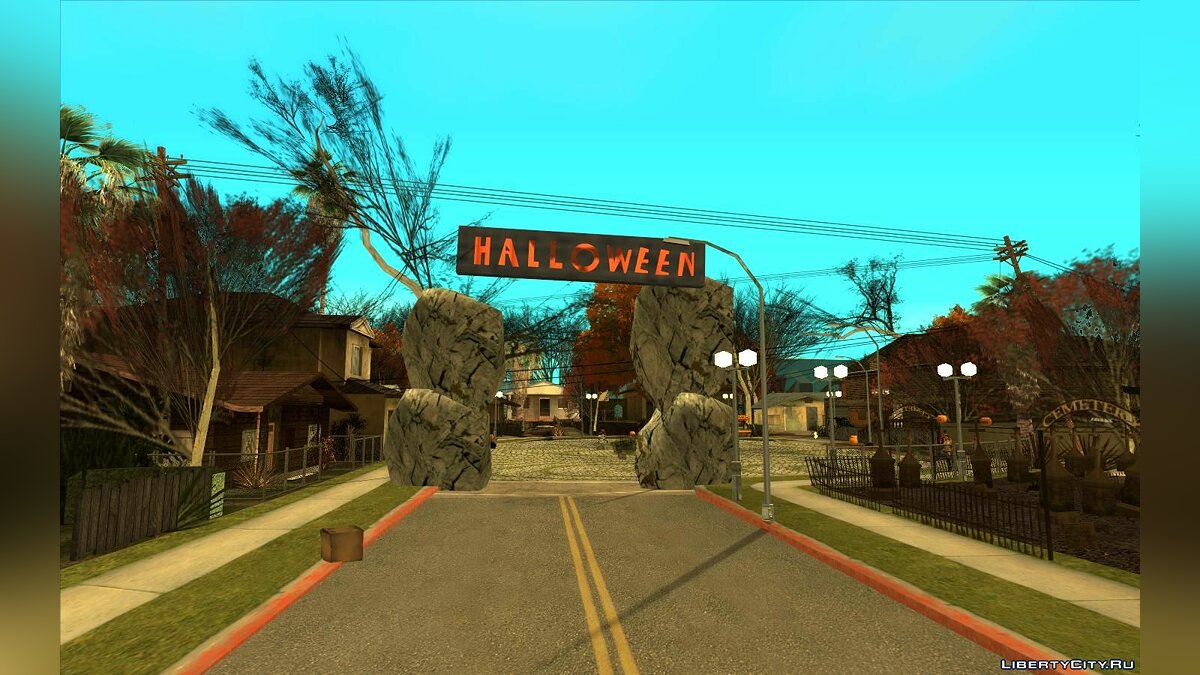 Декорации на Grove Street в честь Хэллоуина для GTA San Andreas - Картинка #2