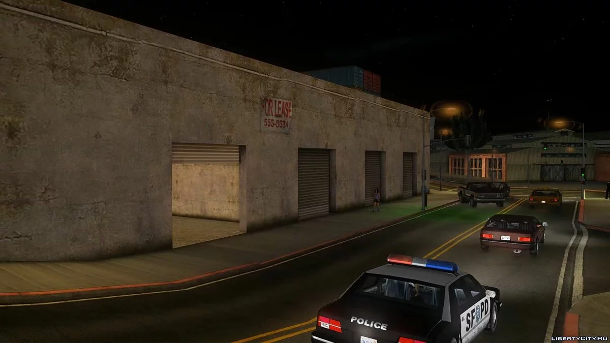 Открытый гаражный бокс в промзоне San Fierro / GTA San Andreas