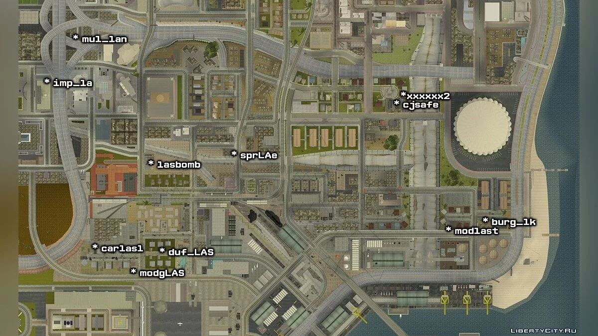 Карта действующих гаражей / Actual garages map / GTA San Andreas