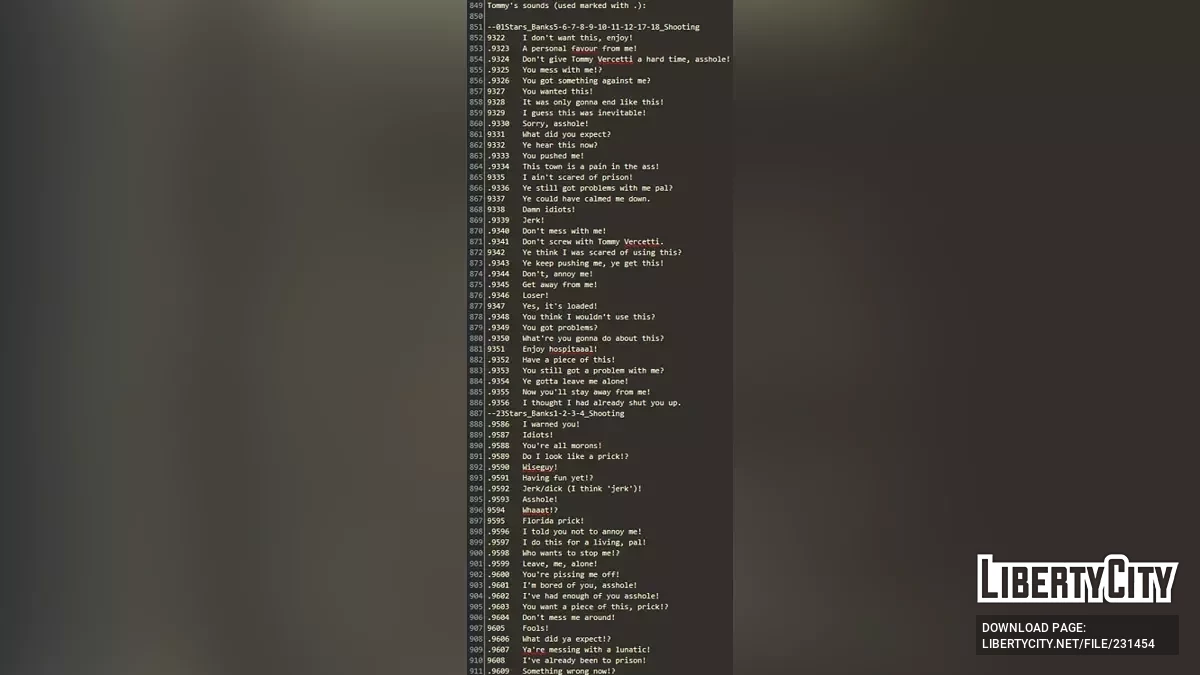 Реплики Томми Верcетти для CJ / GTA San Andreas