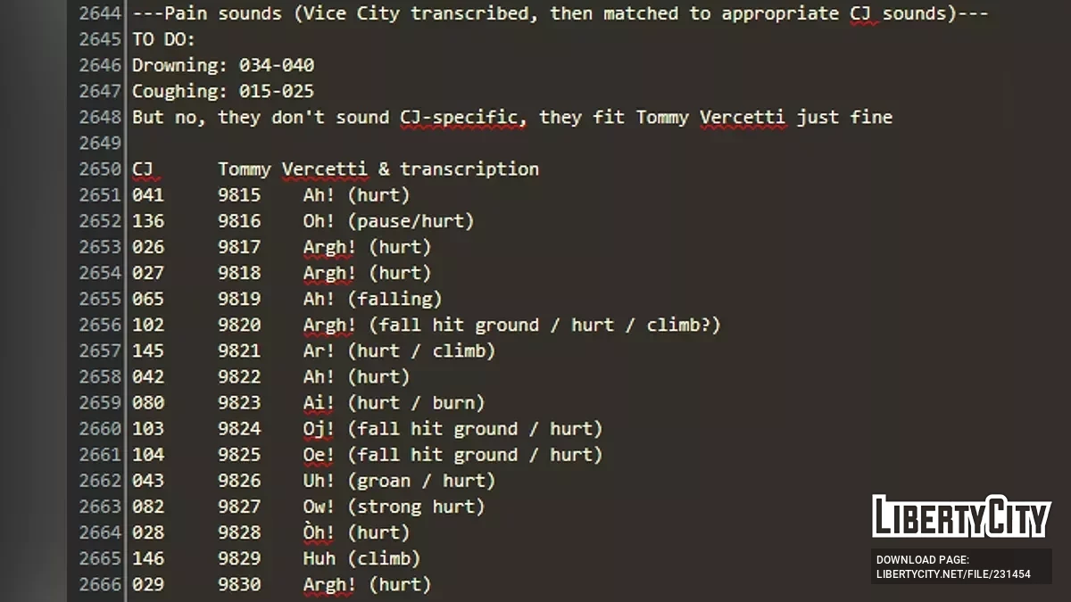 Реплики Томми Верcетти для CJ / GTA San Andreas