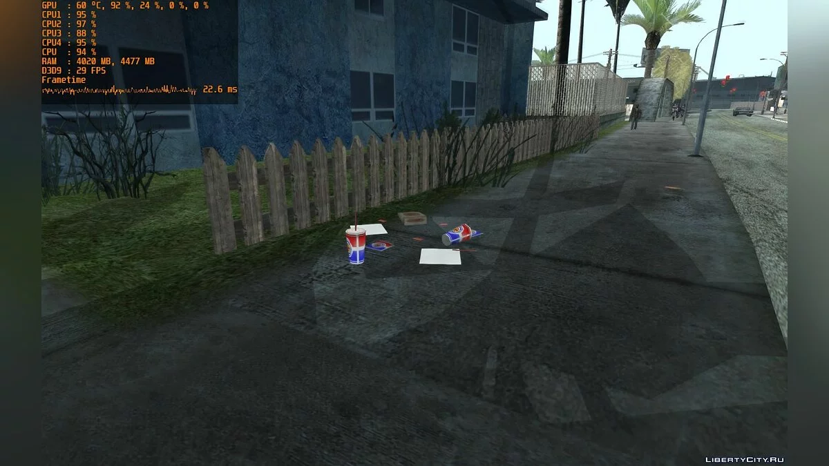 Листья, газеты и мусор на дорогах GTA SA / GTA San Andreas