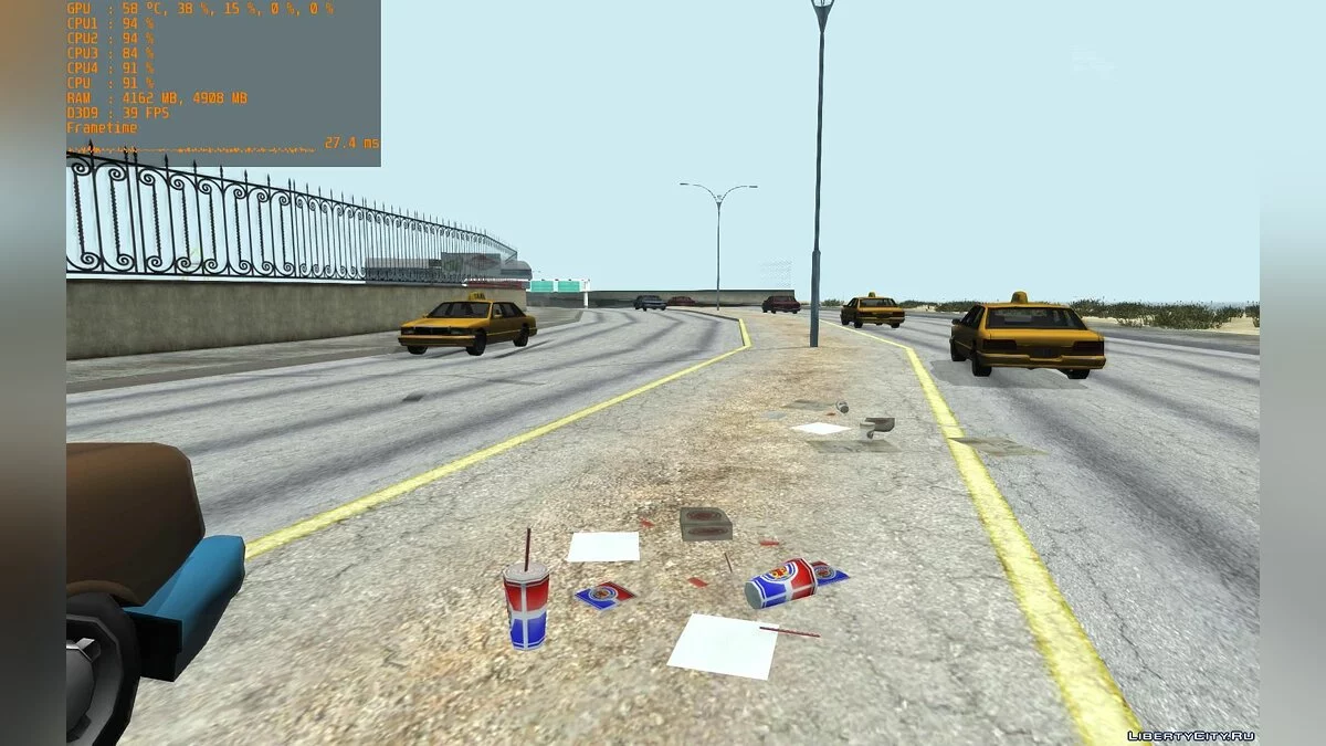 Листья, газеты и мусор на дорогах GTA SA / GTA San Andreas
