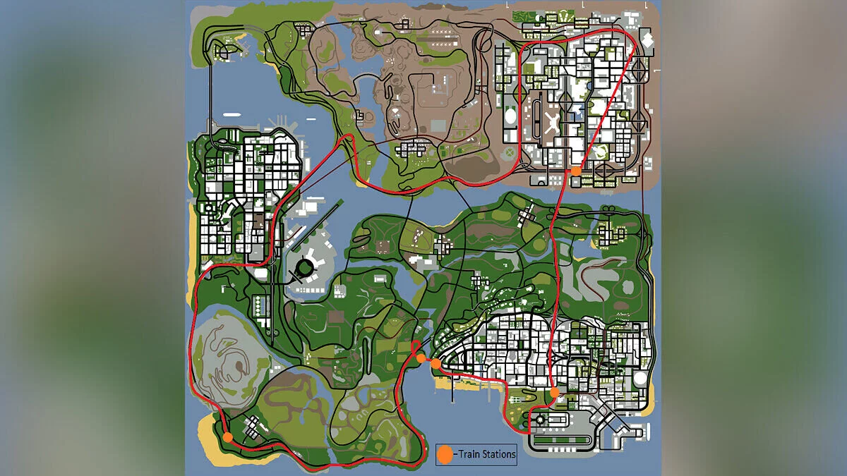 Поезд на улицах и шоссе / GTA San Andreas