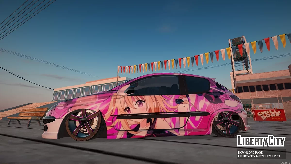 Peugeot 206 – Девчачий Аниме Эдишн (Милый Розовый Стиль) / GTA San Andreas