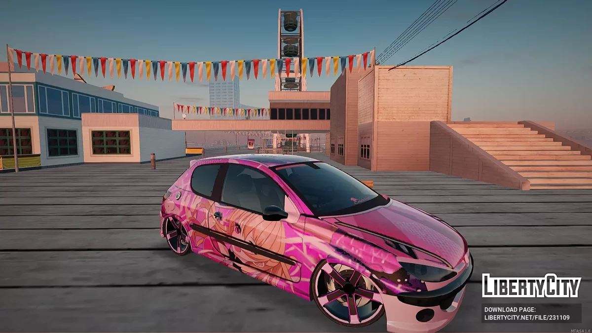 Peugeot 206 – Девчачий Аниме Эдишн (Милый Розовый Стиль) / GTA San Andreas