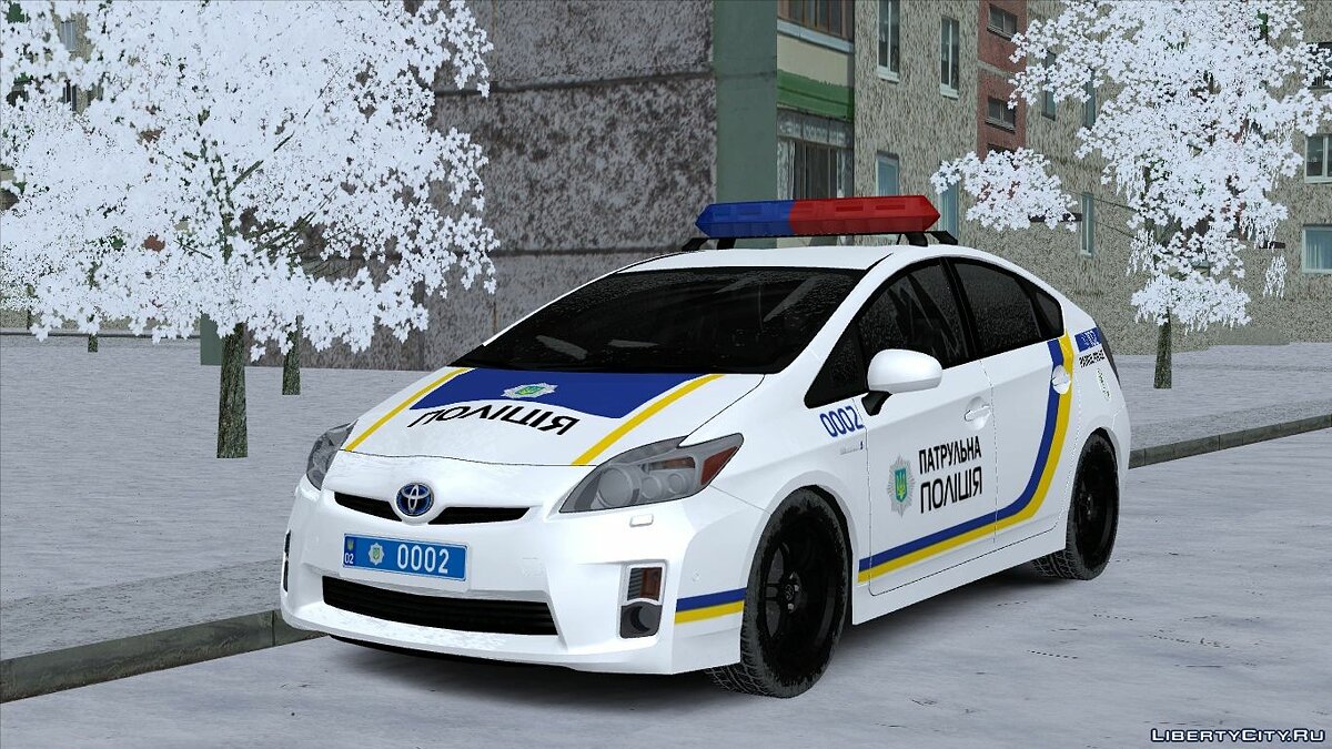 Скачать Toyota Prius Патрульная полиция Украины (зимняя версия) для GTA San  Andreas