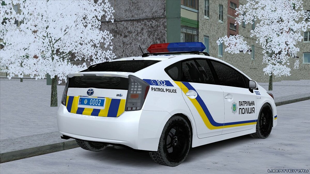 Скачать Toyota Prius Патрульная полиция Украины (зимняя версия) для GTA San  Andreas